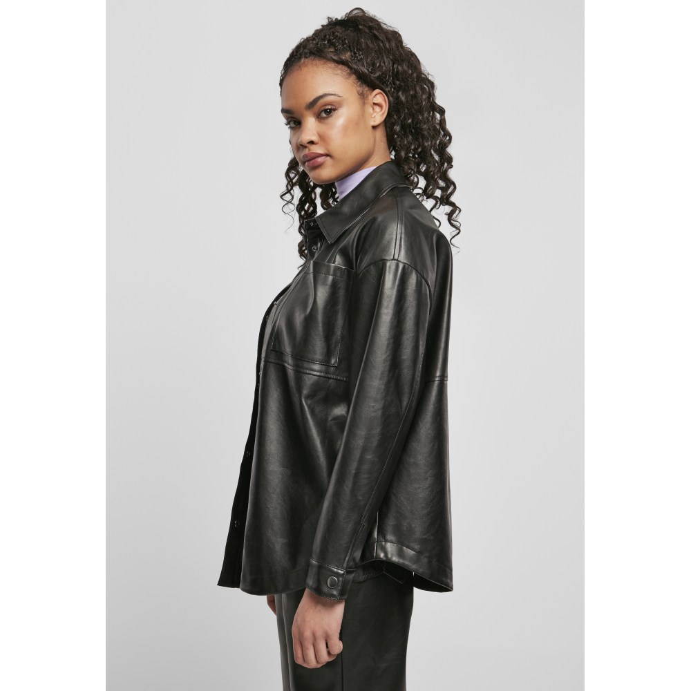 Urban Classics - Faux Leather Chemisier - Noir